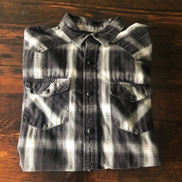 American Eagle Western Plaid Shirt Medium - Picture 9 of 9